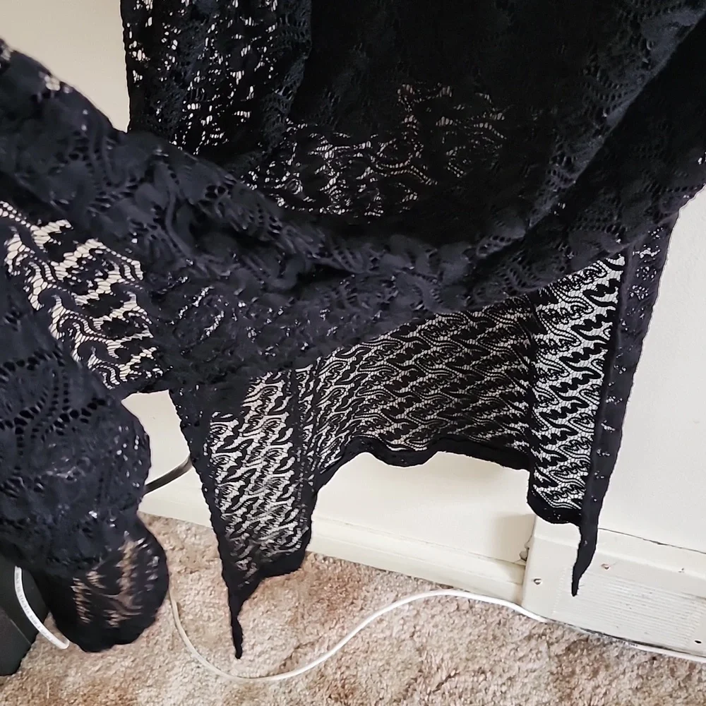 Apt 9 Black Crochet Dress With Lining Double Hem Slit Beach Vacation Resortwear